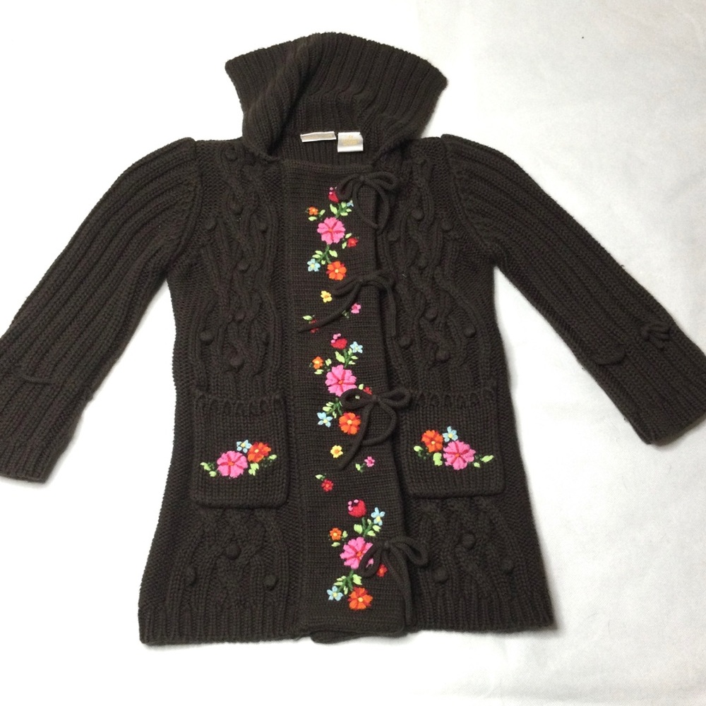 Savannah Flowers embroidered Knitted Toddler Cardigan.